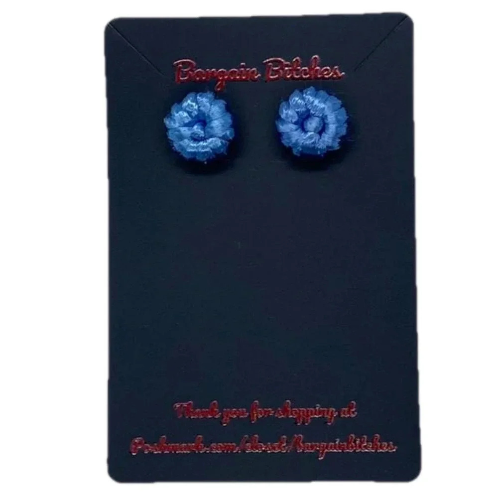 New light‎ blue button earrings metal stud retro summer earrings earrings